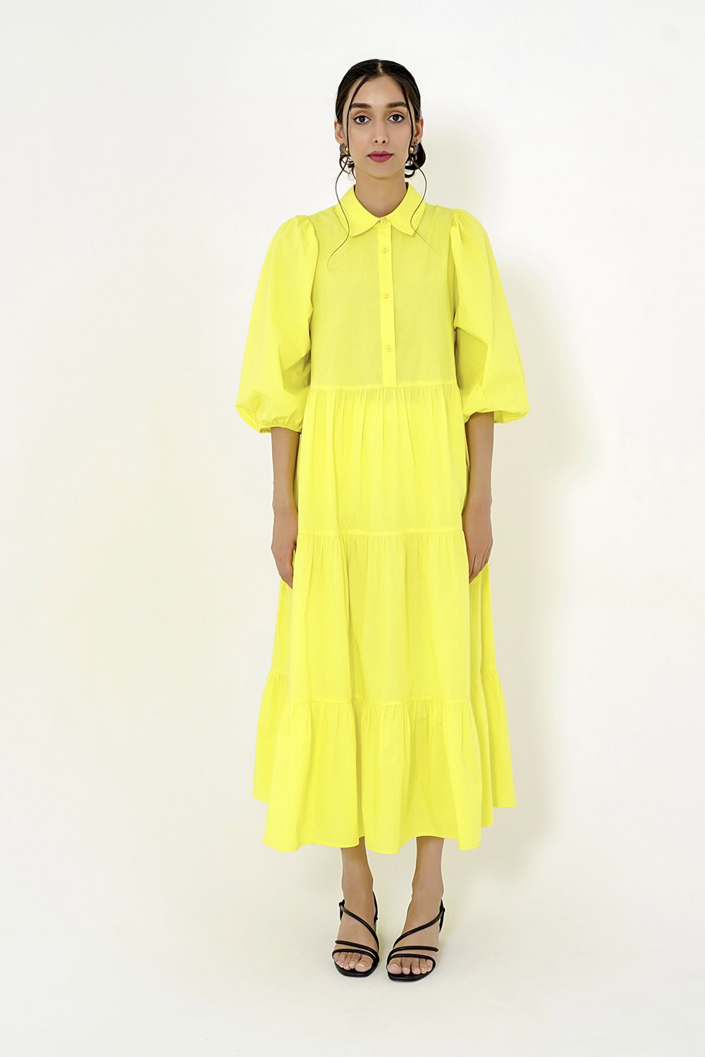 Yellow Tiered A-Line Maxi Dress